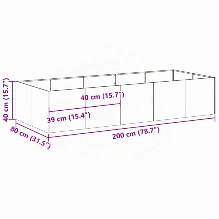 vidaXL Pflanzgefäß Weiß 200x80x40 cm Stahl, Pflanzschale, Garten-Garten-Pflanzkübel, Outdoor-Pflanzgefäß, Hochbeet, Pflanzgefäß, Blumenkasten – Bild 3