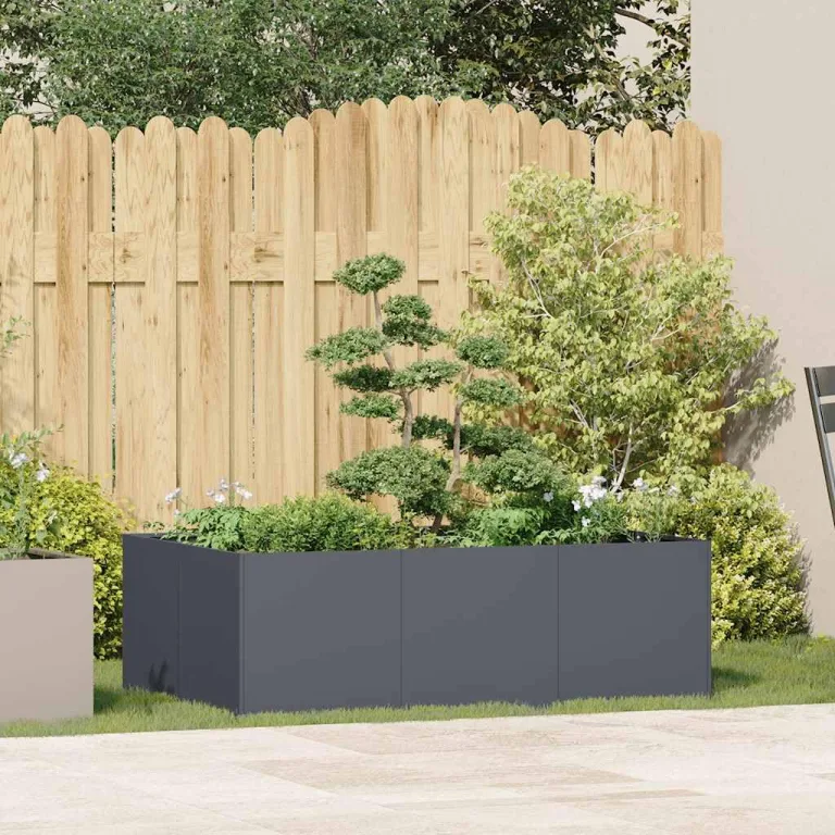 vidaXL Pflanzkübel Anthrazit 120x80x40 cm Stahl, Pflanzschale, Garten-Garten-Pflanzkübel, Outdoor-Pflanzgefäß, Hochbeet, Pflanzgefäß, Blumenkasten – Bild 2