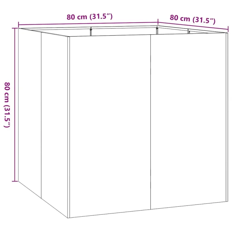 vidaXL Pflanzgefäß Weiß 80x80x80 cm Stahl, Pflanzschale, Garten-Garten-Pflanzkübel, Outdoor-Pflanzgefäß, Hochbeet, Pflanzgefäß, Blumenkasten – Bild 3