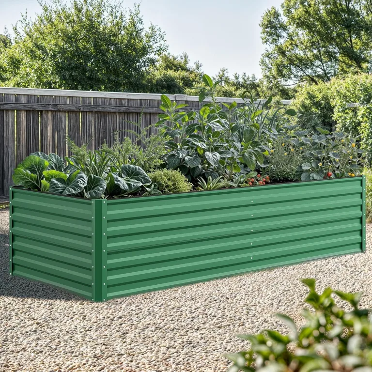 YITAHOME 2er-Set Hochbeet Metall 240x120x58cm, Hochbeete-Kit aus Verdicktem Zink-Aluminium-Magnesium-Edelstahl-Metall Hochbeete für Garten mit Stützstange & Handschuhe für Gemüse, Blumen (Grün) – Bild 9