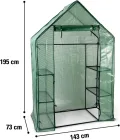 Kinzo Gewächshaus 143 x 73 x 195 cm - Mini Gewächshaus mit 6 Ebenen - Foliengewächshaus Klein - Gewächshaus Zubehör für Kinder und Garten - Kompakter Wintergarten - Transparent und Grün - Thumbnail 5