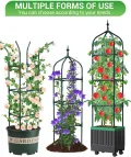 Rankhilfe Obelisk mit Blumenkasten auf Rollen,175cm Tomaten Pflanzkasten mit Spalier Selbstbewässernde Tomaten-Pflanzkästen für Kletterpflanzen, Tomatenkäfig für Patio Gewächshaus Gartenarbeit - Thumbnail 5