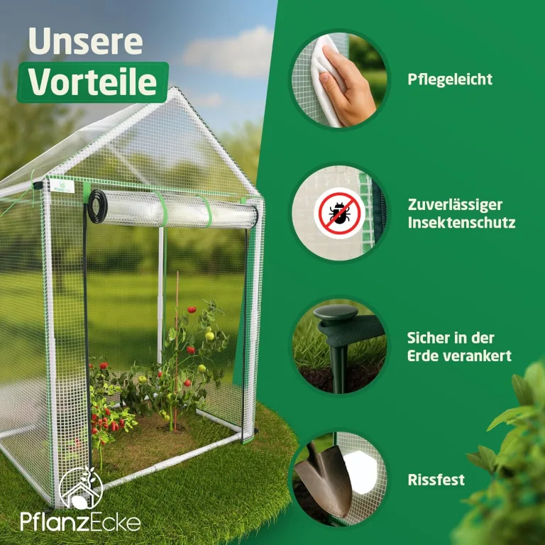 Tomatengewächshaus klein 70x50x100 cm – UV-beständiges Foliengewächshaus mit Erdnägeln & PVC-Folie | Stabiles Gewächshaus für Garten & Balkon | Grow-Zelt für Pflanzen | Greenhouse | Winter – Bild 3