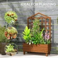 Outsunny Pflanzgefäße aus Holz mit Rankgitter für Rankenklettern Hochbeete für Garten Terrasse Outdoor Pflanzkasten für Gemüse Blumen Kräuter Distressed Brown - Thumbnail 6