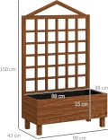 Outsunny Pflanzgefäße aus Holz mit Rankgitter für Rankenklettern Hochbeete für Garten Terrasse Outdoor Pflanzkasten für Gemüse Blumen Kräuter Distressed Brown - Thumbnail 7