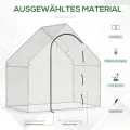 Outsunny Gewächshaus, 180 x 100 x 168 cm Foliengewächshaus mit Rolltür, Treibhaus, Tomatenhaus mit Obenfenster, PE-Gitterfolie, Winterfest Pflanzenhaus für Garten, Balkon, Weiß - Thumbnail 4