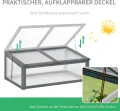 Outsunny Frühbeet Holz, Mini Gewächshaus 100 x 65 x 40 cm, Treibhaus mit Abdeckung, UV Schutz, lichtdurchlässig Frühbeetkasten, Winterfest Hochbeet für Garten, Grau - Thumbnail 4