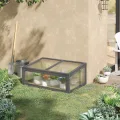Outsunny Frühbeet Holz, Mini Gewächshaus 100 x 65 x 40 cm, Treibhaus mit Abdeckung, UV Schutz, lichtdurchlässig Frühbeetkasten, Winterfest Hochbeet für Garten, Grau - Thumbnail 2