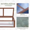 Outsunny Frühbeet Holz, Mini Gewächshaus 100 x 65 x 40 cm, Treibhaus mit Abdeckung, UV Schutz, lichtdurchlässig Frühbeetkasten, Winterfest Hochbeet für Garten, Braun - Thumbnail 4