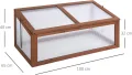 Outsunny Frühbeet Holz, Mini Gewächshaus 100 x 65 x 40 cm, Treibhaus mit Abdeckung, UV Schutz, lichtdurchlässig Frühbeetkasten, Winterfest Hochbeet für Garten, Braun - Thumbnail 7