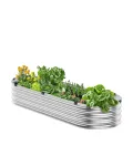 VEVOR Hochbeet aus Metall, 1195x585x270mm großer verzinkter Pflanzkasten für den Außenbereich, mit offenem Boden, ovales Pflanzbeet für den Anbau von Gemüse, Blumen, Kräutern und Sukkulenten, Silber - Thumbnail 1