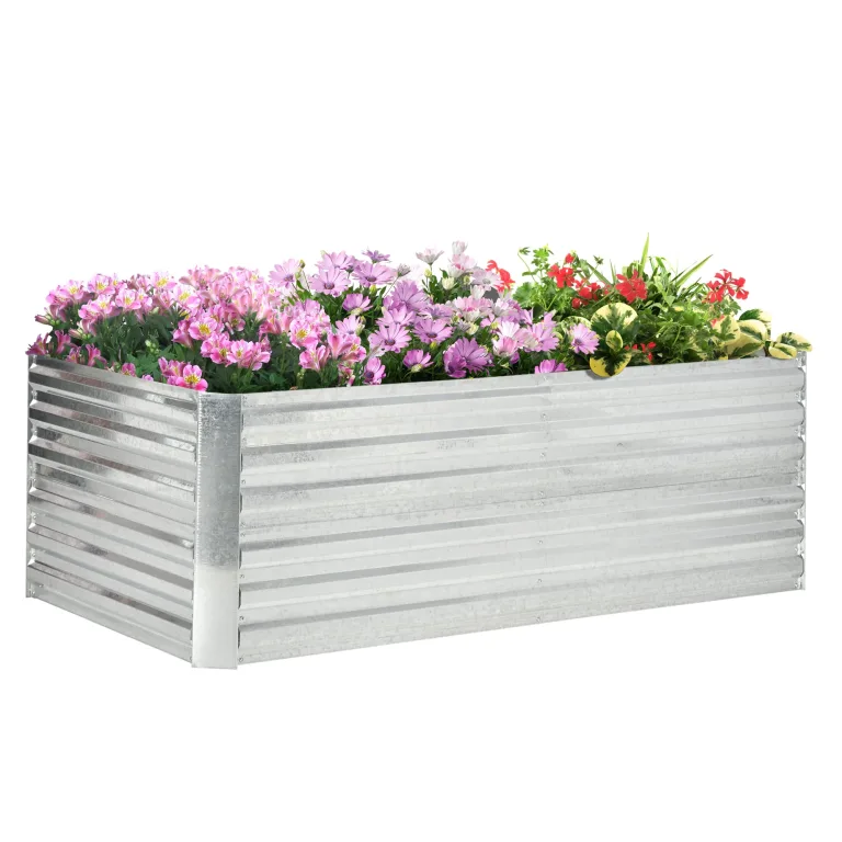 Outsunny Hochbeet aus Stahl, Pflanzbeet Frühbeet Gartenbeet Blumenkasten steckbar, Pflanzkasten Pflanzkübel Gemüsebeet 180x90x60cm für Garten Balkon Terrasse, Gartenspalier für Blumen, Pflanzen, Obst – Bild 10