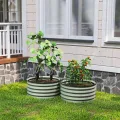 Outsunny 2er-Set Hochbeet aus Stahl, Pflanzbeet Frühbeet Gartenbeet Blumenkasten stapelbar, Pflanzkasten Gemüsebeet Ø60x30cm für Garten Balkon, Pflanzkübel für Blumen, Pflanzen, Gemüse - Thumbnail 8