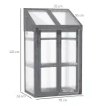 Outsunny Frühbeet aus Holz, Mini Gewächshaus 70 x 50 x 120 cm, Treibhaus mit Abdeckung, Fenster, Doppeltür, lichtdurchlässig Frühbeetkasten mit 3 Regale, Winterfest Hochbeet für Garten, Balkon, Grau - Thumbnail 7