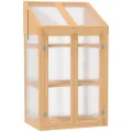 Outsunny Frühbeet aus Holz, Mini Gewächshaus 70 x 50 x 120 cm, Treibhaus mit Abdeckung, Fenster, Doppeltür, lichtdurchlässig Frühbeetkasten mit 3 Regale, Winterfest Hochbeet für Garten, Balkon, Grau - Thumbnail 9