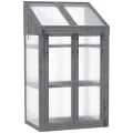 Outsunny Frühbeet aus Holz, Mini Gewächshaus 70 x 50 x 120 cm, Treibhaus mit Abdeckung, Fenster, Doppeltür, lichtdurchlässig Frühbeetkasten mit 3 Regale, Winterfest Hochbeet für Garten, Balkon, Grau - Thumbnail 10
