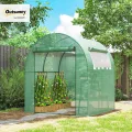 Outsunny Gewächshaus, Foliengewächshaus mit Aufrollbare Fenster & Tür, Netzfenster UV Schutz, Folientunnel, Tomatenhaus Winterfest Treibhaus für Garten, Balkon, 1,8 x 1,8 x 2 m Grün - Thumbnail 2
