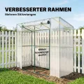 Outsunny Gewächshaus mit Rolltür 2 Fenster, Winterfest Foliengewächshaus aus Stahl, Treibhaus für Balkon, Garten, Tomatenhaus mit UV Schutz 200x76x170cm Tomatengewächshaus für Gemüse Blumen, Weiß - Thumbnail 3