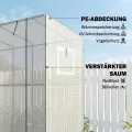 Outsunny Gewächshaus mit Rolltür 2 Fenster, Winterfest Foliengewächshaus aus Stahl, Treibhaus für Balkon, Garten, Tomatenhaus mit UV Schutz 200x76x170cm Tomatengewächshaus für Gemüse Blumen, Weiß - Thumbnail 4