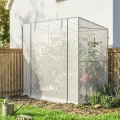 Outsunny Gewächshaus mit Rolltür 2 Fenster, Winterfest Foliengewächshaus aus Stahl, Treibhaus für Balkon, Garten, Tomatenhaus mit UV Schutz 200x76x170cm Tomatengewächshaus für Gemüse Blumen, Weiß - Thumbnail 8