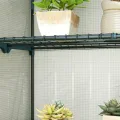 Outsunny 4-stöckiges Mini-Gewächshaus mit verstärkter PE-Abdeckung, tragbares kleines Gewächshaus mit aufrollbarer Tür, grau gesäumter Rand, 110 x 50 x 171 cm, Grau - Thumbnail 8