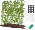 COSTWAY Gurke Rankgitter 180cm hoch, einstellbare Breite, Rankhilfe mit Ranknetz, Garten Gurkengitter Metall, Pflanzenspalier für Kletterpflanzen, Gitterspalier für Gurken Tomaten Efeu, inkl. Zubehör - Thumbnail 1