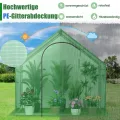 COSTWAY Gewächshaus Foliengewächshaus, begehbares Tomatenhaus mit Fenster & Reißverschlusstür & mit PE-Abdeckung, Tomatengewächshaus stabli für Garten & Balkon, Grün (179 x 100 x 167 cm) - Thumbnail 3