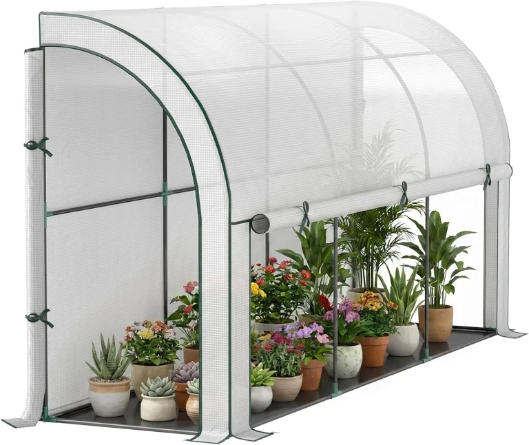 Outsunny Gewächshaus mit Rolltür, Winterfest Foliengewächshaus aus Stahl, Treibhaus für Balkon, Garten, Tomatenhaus mit UV Schutz 200x80x157cm Tomatengewächshaus für Gemüse Blumen Pflanzen Weiß – Bild 1