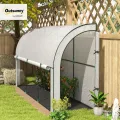 Outsunny Gewächshaus mit Rolltür, Winterfest Foliengewächshaus aus Stahl, Treibhaus für Balkon, Garten, Tomatenhaus mit UV Schutz 200x80x157cm Tomatengewächshaus für Gemüse Blumen Pflanzen Weiß - Thumbnail 2