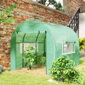 Outsunny 3 x 2 x 2 m Folientunnel Gewächshaus mit Türen und Netzfenstern, begehbares Wachstumshauszelt mit UV-beständiger PE-Abdeckung und Stahlrahmen, Grün - Thumbnail 2