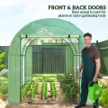Outsunny 3 x 2 x 2 m Folientunnel Gewächshaus mit Türen und Netzfenstern, begehbares Wachstumshauszelt mit UV-beständiger PE-Abdeckung und Stahlrahmen, Grün - Thumbnail 4