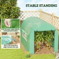 Outsunny 3 x 2 x 2 m Folientunnel Gewächshaus mit Türen und Netzfenstern, begehbares Wachstumshauszelt mit UV-beständiger PE-Abdeckung und Stahlrahmen, Grün - Thumbnail 6