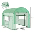 Outsunny 3 x 2 x 2 m Folientunnel Gewächshaus mit Türen und Netzfenstern, begehbares Wachstumshauszelt mit UV-beständiger PE-Abdeckung und Stahlrahmen, Grün - Thumbnail 7