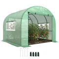 Outsunny 3 x 2 x 2 m Folientunnel Gewächshaus mit Türen und Netzfenstern, begehbares Wachstumshauszelt mit UV-beständiger PE-Abdeckung und Stahlrahmen, Grün - Thumbnail 10
