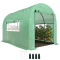 Outsunny 3 x 2 x 2 m Folientunnel Gewächshaus mit Türen und Netzfenstern, begehbares Wachstumshauszelt mit UV-beständiger PE-Abdeckung und Stahlrahmen, Grün - Thumbnail 1