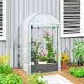 Outsunny Mini-Gewächshaus Gartengewächshaus Balkongewächshaus mit Pflanzsack und verstärkter Kunststoffhülle, Wintergewächshaus mit Rolltür, für Gemüse, Blumen, 89 x 50 x 152 cm, transparent - Thumbnail 2