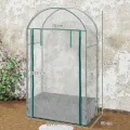 Outsunny Mini-Gewächshaus Gartengewächshaus Balkongewächshaus mit Pflanzsack und verstärkter Kunststoffhülle, Wintergewächshaus mit Rolltür, für Gemüse, Blumen, 89 x 50 x 152 cm, transparent - Thumbnail 5
