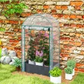 Outsunny Mini-Gewächshaus Gartengewächshaus Balkongewächshaus mit Pflanzsack und verstärkter Kunststoffhülle, Wintergewächshaus mit Rolltür, für Gemüse, Blumen, 89 x 50 x 152 cm, transparent - Thumbnail 8