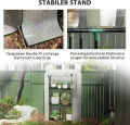 Outsunny Gewächshaus mit Regale Rolltür, winterfest Foliengewächshaus aus Stahl, Treibhaus für Balkon, Garten, Tomatenhaus mit UV schutz 100x40x150cm Tomatengewächshaus für Gemüse Blumen Pflanzen Weiß - Thumbnail 6