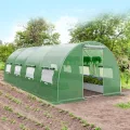 COSTWAY Gewächshaus, 6x3x2m|18m², Foliengewächshaus mit Metallgestell, Treibhaus mit 10 aufrollbaren Netzfenstern & 2 Reißverschlusstüren, Garten Folientunnel, für Tomaten Blumen Obst Gemüse, Grün - Thumbnail 8