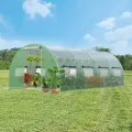 COSTWAY Gewächshaus, 6x3x2m|18m², Foliengewächshaus mit Metallgestell, Treibhaus mit 10 aufrollbaren Netzfenstern & 2 Reißverschlusstüren, Garten Folientunnel, für Tomaten Blumen Obst Gemüse, Grün - Thumbnail 9