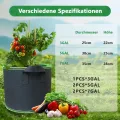 Pflanzsack 5 Stück 12l 20l 30l Vliesstoff Pflanzbeutel Stofftopf, Verdickte Atmungsaktive Stofftöpfe mit Griffe für Tomaten Pflanzen Gemüse Blumen Erdbeeren Pflanzbeutel Gewächshaus Garten Grow Bag - Thumbnail 7