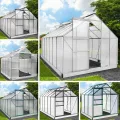 BRAST Gewächshaus Aluminium mit Fundament | 42 Modelle | 130x190x195cm - 490x250x235cm | TÜV geprüft | 6mm Hohlkammerplatten | rostfrei wetterfest temperaturbeständig | 130x190x195cm Silber - Thumbnail 2