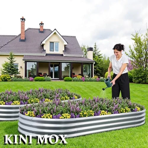 2 Stück Hochbeet Metall 240×120×29 cm Pflanzbeet Gartenbeet aus Verzinktem Stahl Pflanzkasten für Gemüse, Blumen, Kräuter, Oval, 240×120×29 cm (8x4x1 FT) 2Pcs Raised Bed – Bild 10