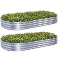 2 Stück Hochbeet Metall 240×120×29 cm Pflanzbeet Gartenbeet aus Verzinktem Stahl Pflanzkasten für Gemüse, Blumen, Kräuter, Oval, 240×120×29 cm (8x4x1 FT) 2Pcs Raised Bed - Thumbnail 8