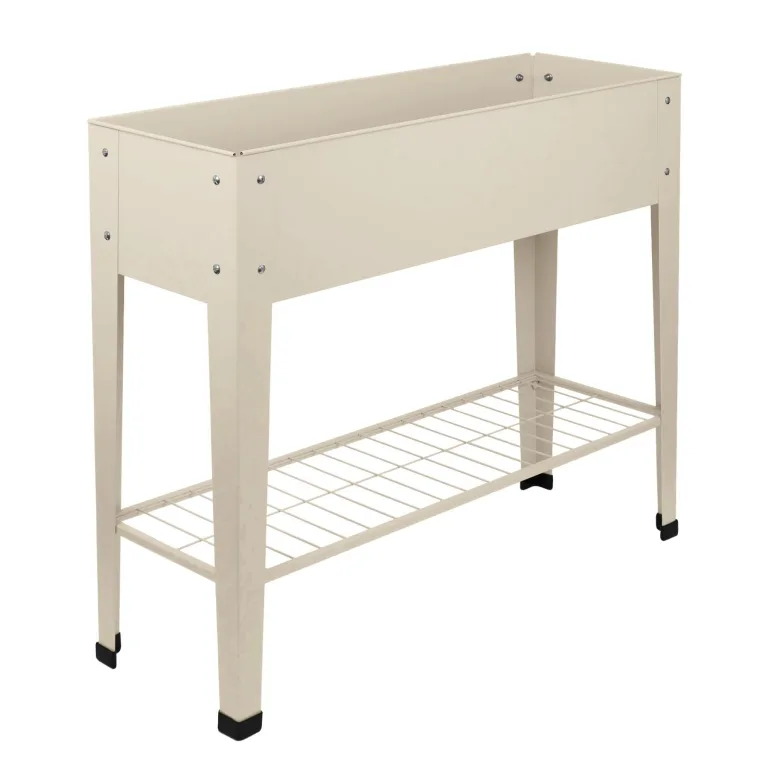 Harbour Housewares Erhöht Erhöhtes Gartenbeet mit Beinen & Lagerregal - Elfenbein - 1x Metall Erzogen Bett Verzinktes Stahl Pflanzer Kasten für den Anbau Im Freien Pflanzen, Gemüse, Blumen und Kräuter – Bild 1