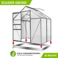 BRAST Gewächshaus Aluminium mit Fundament | 42 Modelle | 130x190x195cm - 490x250x235cm | TÜV geprüft | 6mm Hohlkammerplatten | rostfrei wetterfest temperaturbeständig | 130x190x195cm Grau - Thumbnail 7