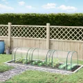 Outsunny Gewächshaus mit Tür, Foliengewächshaus aus Stahl, Treibhaus für Balkon, Garten, Tomatenhaus 350x100x80cm, Tomatengewächshaus für Tomaten, Gemüse, Blumen, Pflanzen, Transparent+Grün - Thumbnail 3