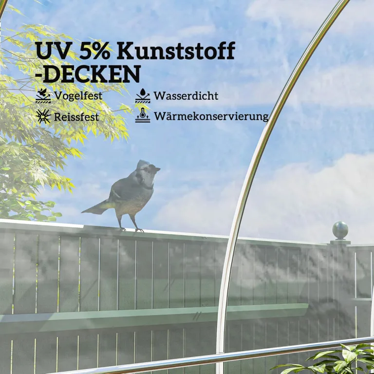 Outsunny Gewächshausfolie 6x10 m wasserdicht Gartenfolie mit UV Schutz, Extra Dick Reißfest Folie aus Kunststoff, Abdeckplane für Treibhaus Folientunnel, Tunnelfolie für Außenbereich Transparent – Bild 3
