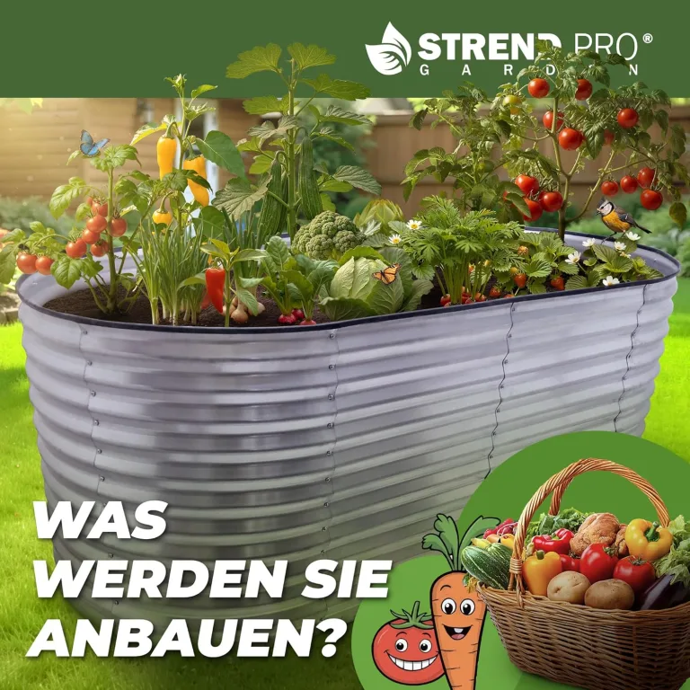 STREND PRO Hochbeet Metall 200x100x80cm (LxBxH) | Metall Hochbeete-kit für Garten Blech | Garten Beet aus verzinktem Stahl für Gemüse, Kräuter & Tomatenpflanzen | Stahl Pflanzkasten, Kräuterbeet – Bild 7